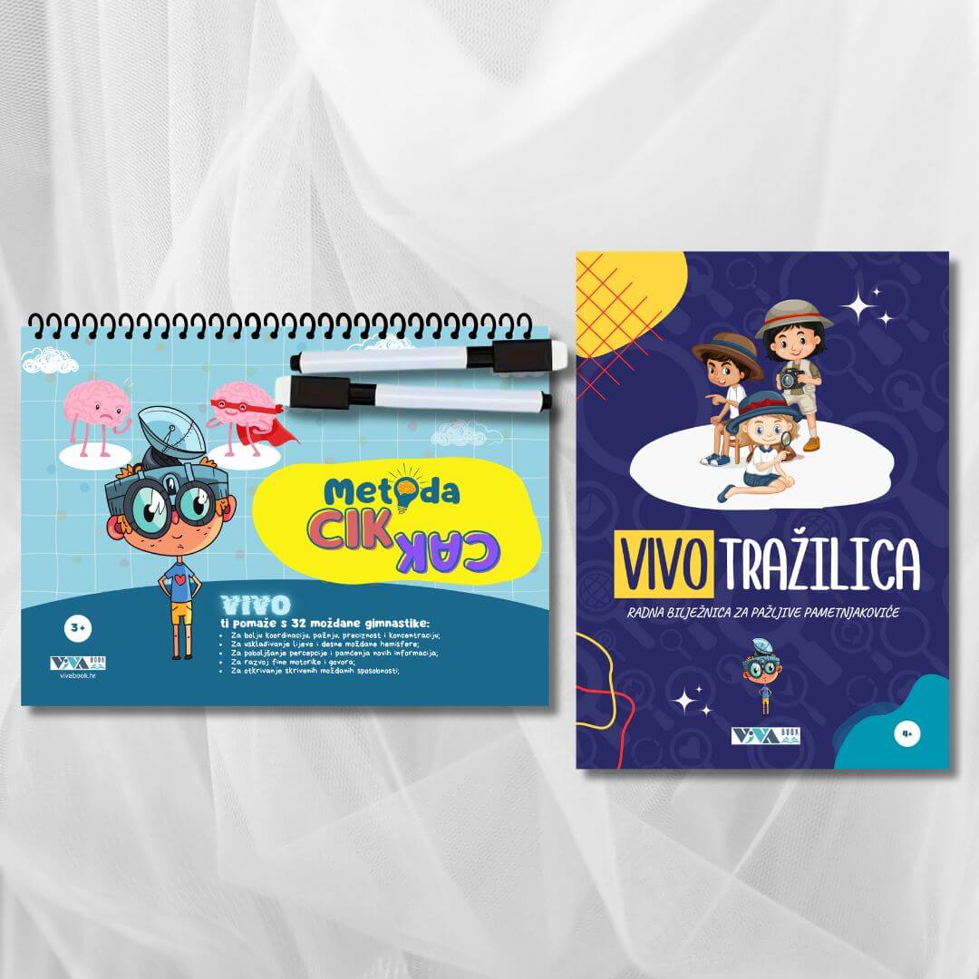 Set „Metoda Cik-Cak“ + „VivoTražilica“ – inovativne vježbe za razvoj pažnje, koncentracije i logičkog razmišljanja + 2 izbrisiva markera