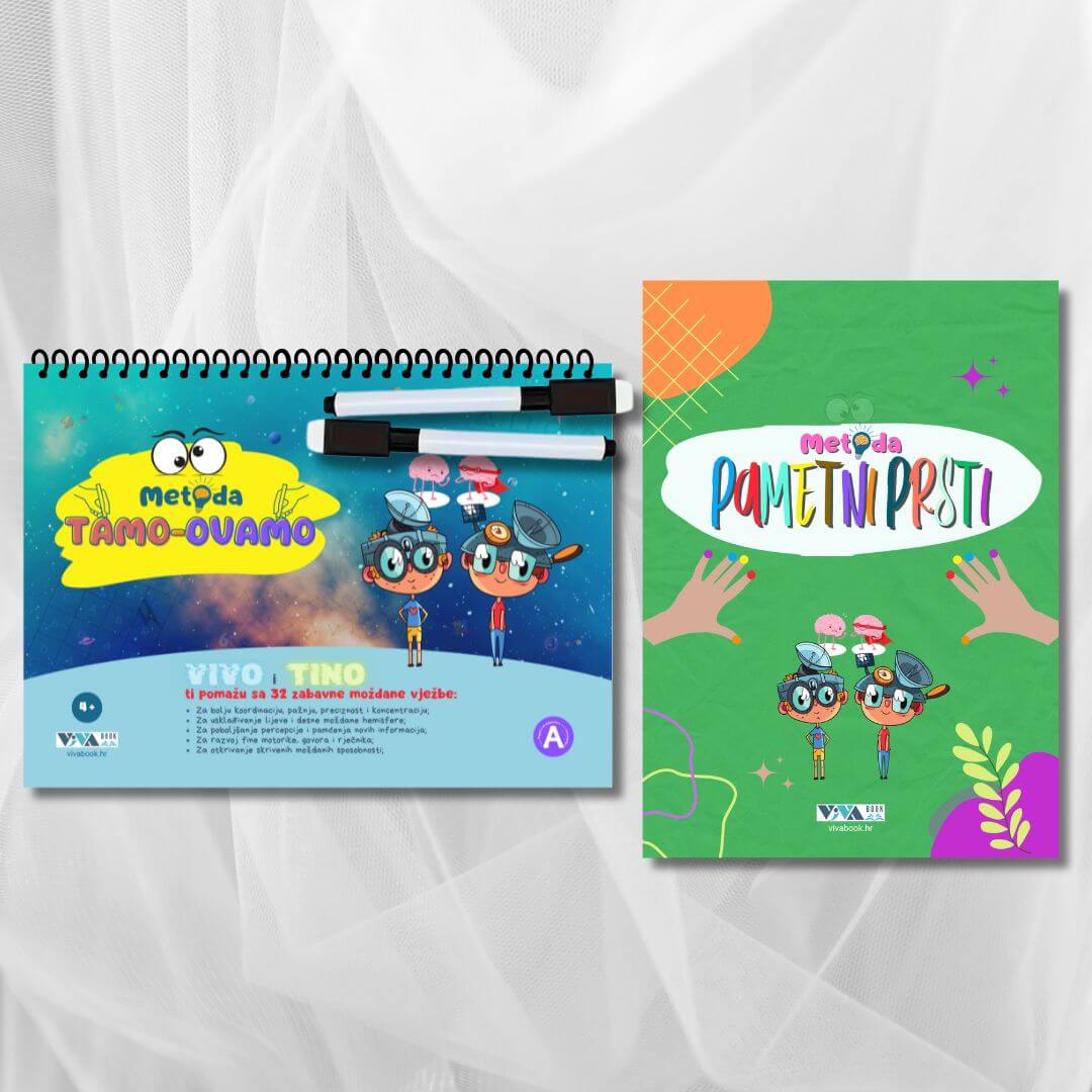 Set „Metoda Tamo-Ovamo“ + „Metoda Pametni Prsti“ – inovativne vježbe za treniranje mozga + izbrisivi markeri