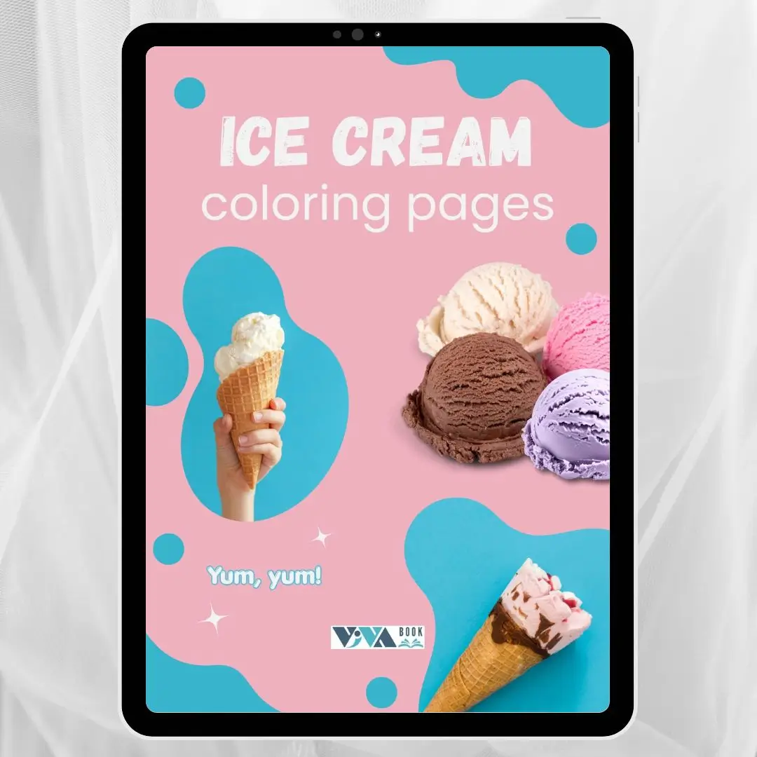 Ice Cream Coloring Book – Sladoledni užici: Bojanke, kreativnost i opuštanje, za djecu 3+, digitalni PDF format za ispis (A4)