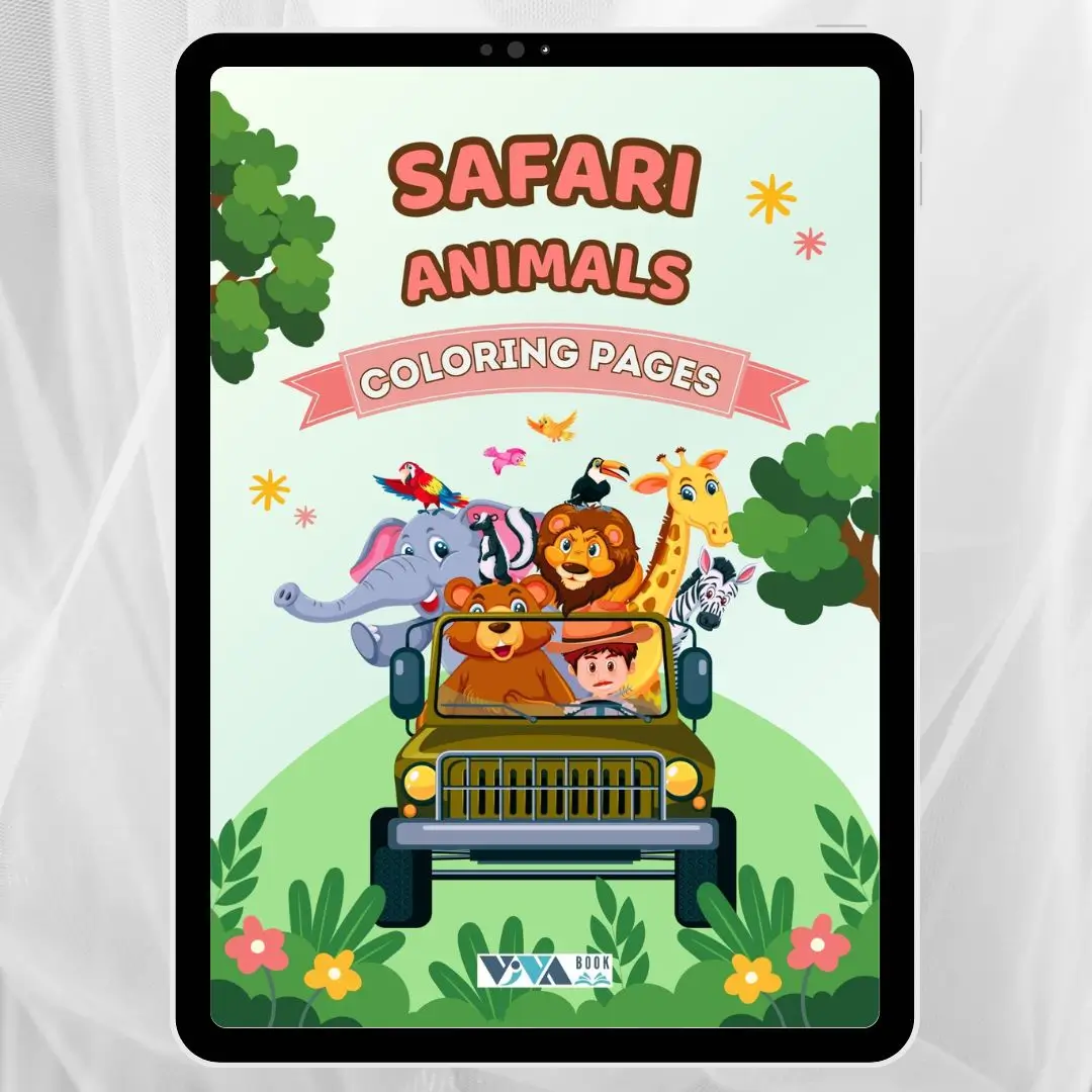 Safari Animals Coloring Book – Životinje na safariju: Bojanke, kreativnost i opuštanje, za djecu 3+, digitalni PDF format za ispis (A4)