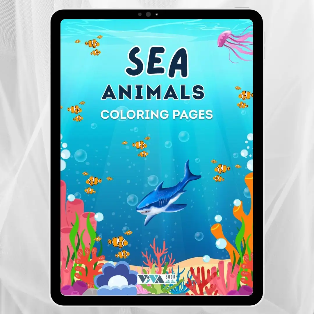 Sea Animals Coloring Book – Morske životinje: Bojanke, kreativnost i opuštanje, za djecu 3+, digitalni PDF format za ispis (A4)