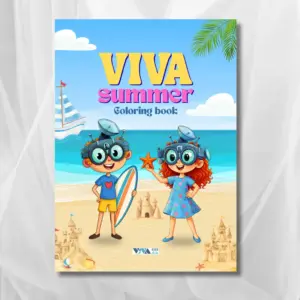 Bojanka „Viva Summer“: Ljetna avantura s likovima Vivo i Viva, A5, 28 stranica