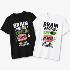 Majica s natpisom „Brain Mode ON”, Dječja, Pamučna, s autorskim dizajnom Vivabook
