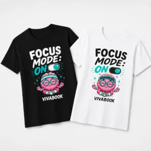 Majica s natpisom „Focus Mode ON”, Dječja, Pamučna, s autorskim dizajnom Vivabook